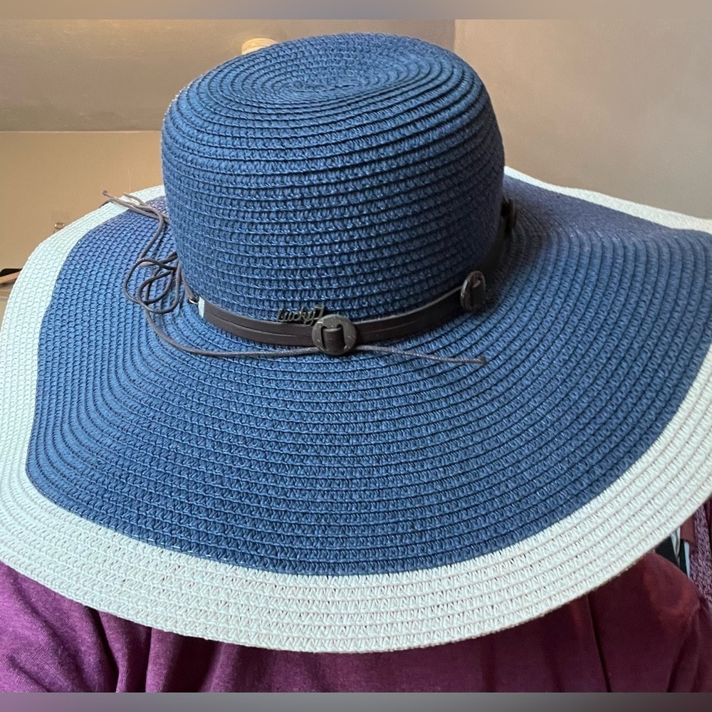 Lucky 7 Women Wide Brim Two Tone 100% Paper, Straw, Floppy Beach Hat - Picture 13 of 13